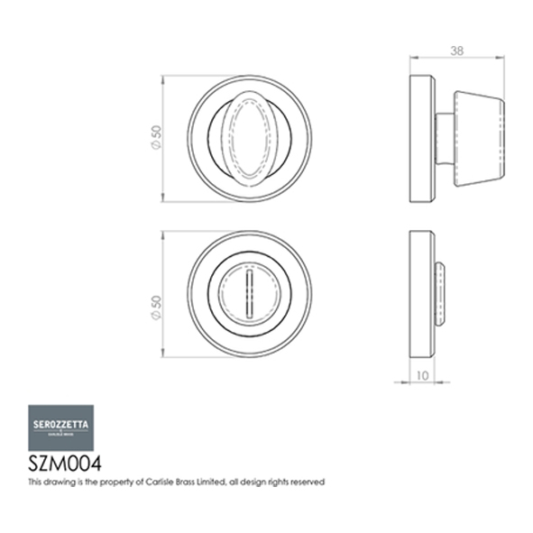 SZM004SC • Satin Chrome • Serozzetta Round Bathroom Turn With Release