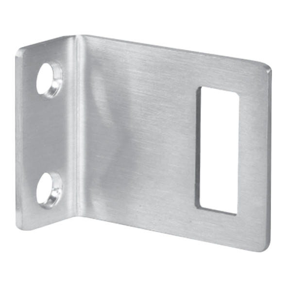 T250S-13  Satin Stainless  Angled Cubicle Keeper To Suit 13mm Thick Inward Opening Doors