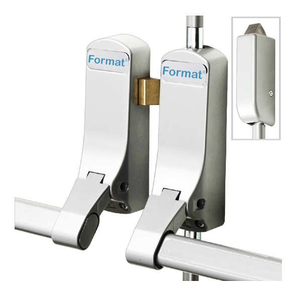 5317-62  Vertical  Polished Stainless Effect  Format Push Bar PanicLatch / Bolt Set With Pullman Latches