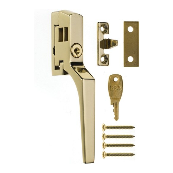 808-32  Cut Key  Polished Brass Plated  ERA Modern Casement Fastener