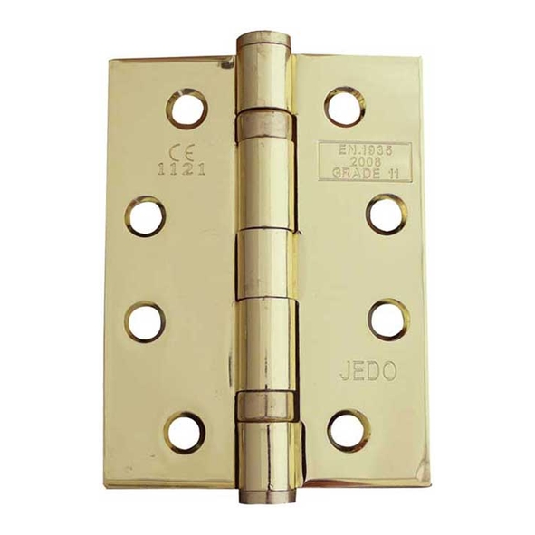 J8500EB  102 x 076 x 2.7mm  Electro Brassed [80kg]  Strong Ball Bearing Square Corner Steel Butt Hinges