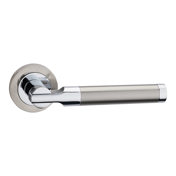 FDECAS-SN/NP  Satin / Polished Nickel  Fortessa Castille Levers On Round Roses