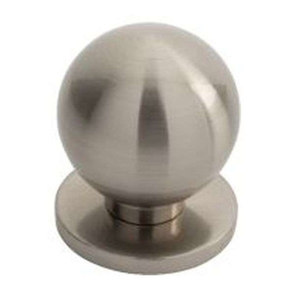 FTD425ASN  25 x 25 x 29mm  Satin Nickel  Fingertip Design Ball With Loose Rose Cabinet Knob