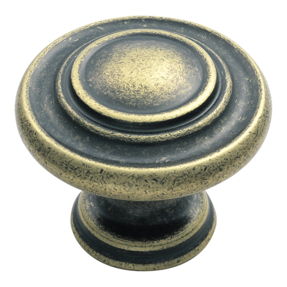 FTD515ABB • 34 x 20 x 26mm • Burnished Brass • Fingertip Design Traditional Ringed Cabinet Knob