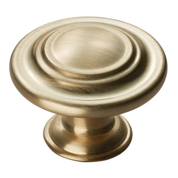 FTD515SB  34 x 20 x 26mm  Satin Brass  Fingertip Design Traditional Ringed Cabinet Knob