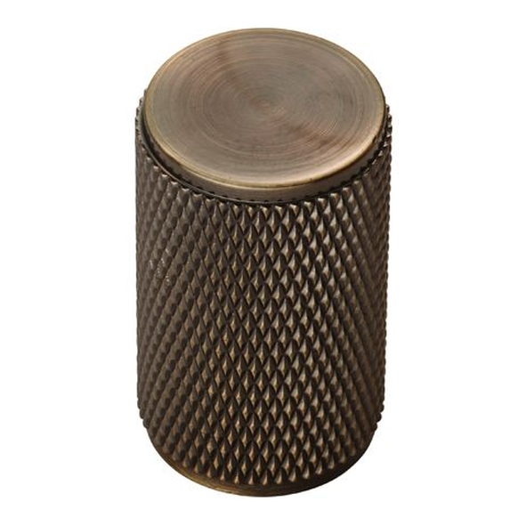 FTD702AB  18 x 30mm  Antique Brass  Fingertip Design Knurled Cylindrical Cabinet Knob