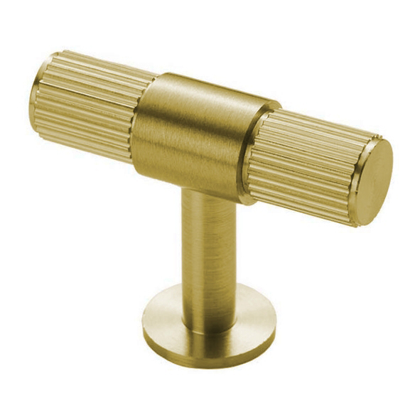 FTD711SB  50 x 13 x 40mm  Satin Brass  Fingertip Design Lines T-Bar Cabinet Knob