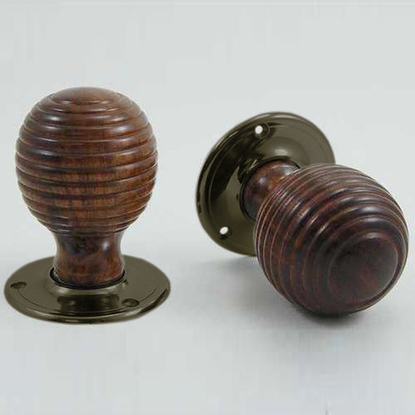 DKF081DWC-IBM  Rosewood / Bronze  Timber Beehive Knobs On Round Roses