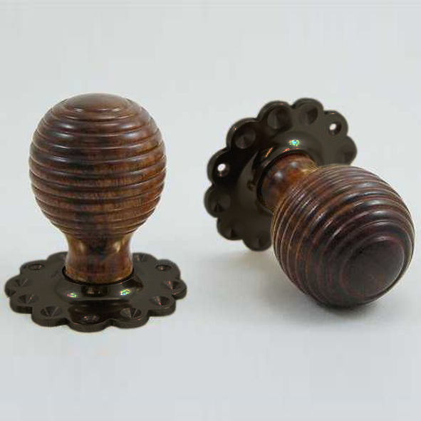 DKF081DWF-IBM  Rosewood / Bronze  Timber Beehive Knobs On Daisy Roses