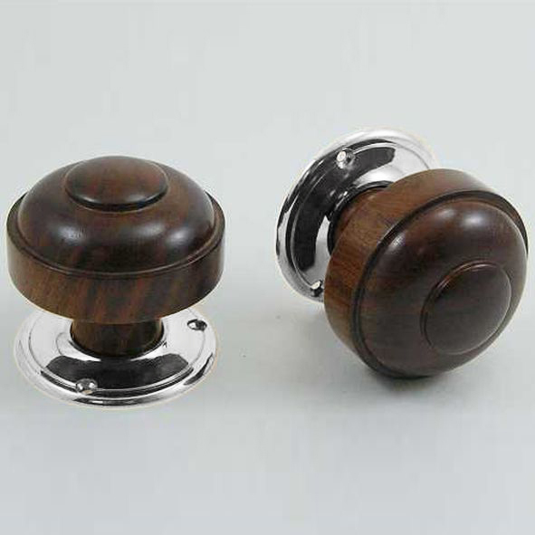 DKF082DWC-CP  Rosewood / Chrome  Timber Ruskin Knobs On Round Roses