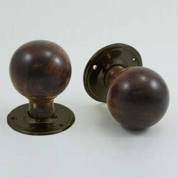 DKF084DWC-IBM  Rosewood / Bronze  Timber Sphere Knobs On Round Roses