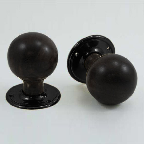 DKF084MXC-BLK  Ebony / Black  Timber Sphere Knobs On Round Roses