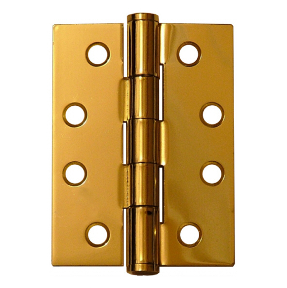 HST.100.EB.BT.CR  100 x 065mm  Electro Brassed [40kg]  Strong Button Tipped Steel Butt Hinges