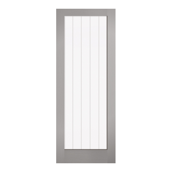 LPD Internal Prefinished Grey Texture Moulded Vertical 1L Doors [Clear Etched Glass]