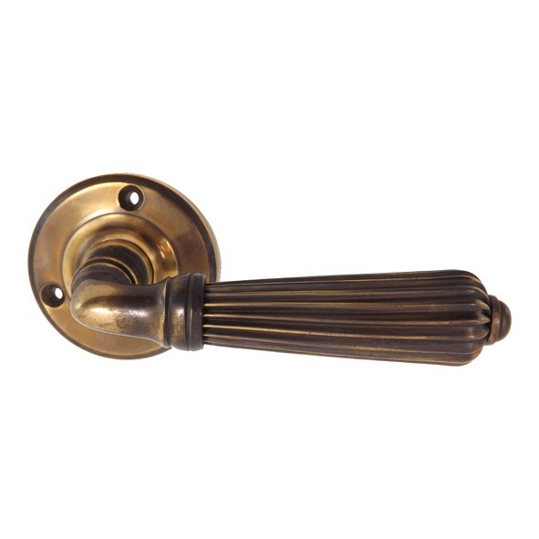 Dl-AB  Aged Brass  Regency Levers On Round Roses