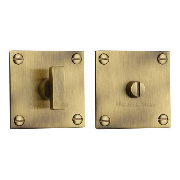 BAU1555-AT  Antique Brass  Heritage Brass Bauhaus Square Bathroom Turn With Release