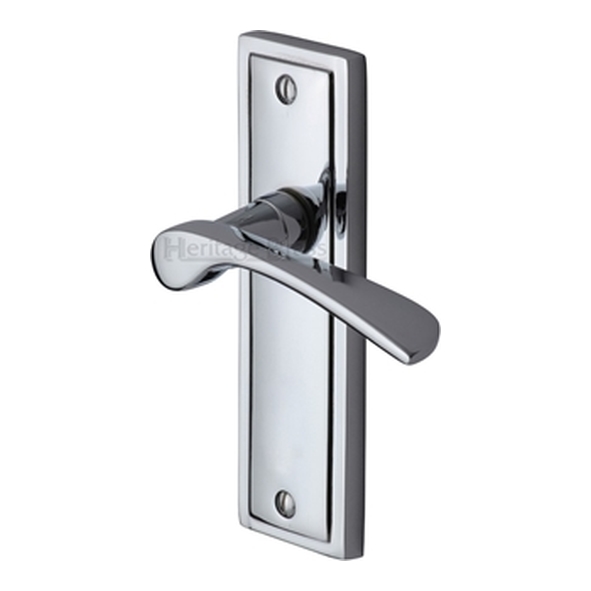 BOS1010-PC  Long Plate Latch  Polished Chrome  Heritage Brass Boston Levers On Backplates