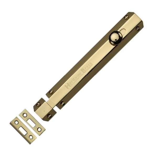 C1685 8-PB  202 x 36mm  Polished Brass  Heritage Brass Universal Slide Action Surface Bolt