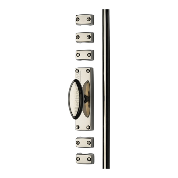 C1688-PNF  2500mm  Polished Nickel  Heritage Brass Surface Espagnolette With Large Knob Handle