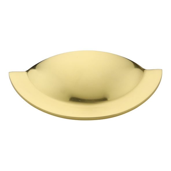 C1730-PB  57 c/c x 97 x 43 x 18mm  Polished Brass  Heritage Brass Crescent Cabinet Cup Handle