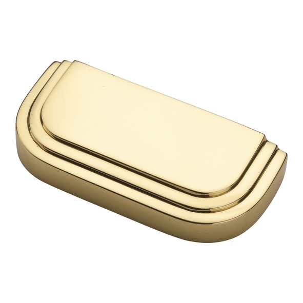 C1740-PB  76 c/c x 103 x 18mm  Polished Brass  Heritage Brass Bauhaus Cabinet Cup Handle