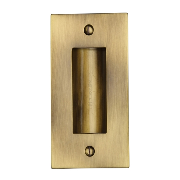 C1820 4-AT  102 x 52mm  Antique Brass  Heritage Brass Heavy Traditional Rectangular Flush Pull