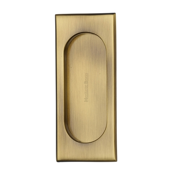 C1850 105-AT • 105 x 44mm • Antique Brass • Heritage Brass Oval Aperture Contemporary Flush Pull