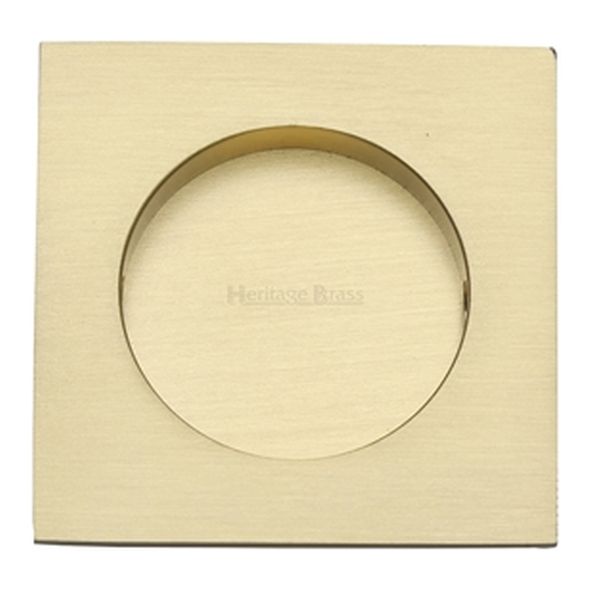 C1860-SB  63.5 x 63.5mm  Satin Brass  Heritage Brass Glue Fix Square Flush Pull