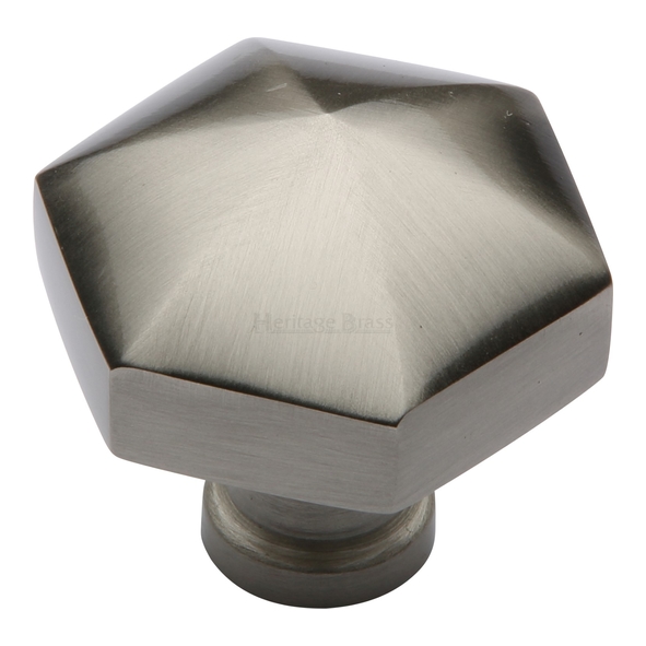 C2238-SN • 32 x 15 x 34mm • Satin Nickel • Heritage Brass Hexagonal Cabinet Knob