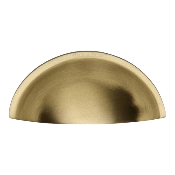 C2760-SB  57 c/c x 87 x 37 x 18mm  Satin Brass  Heritage Brass Minimal Cabinet Cup Handle