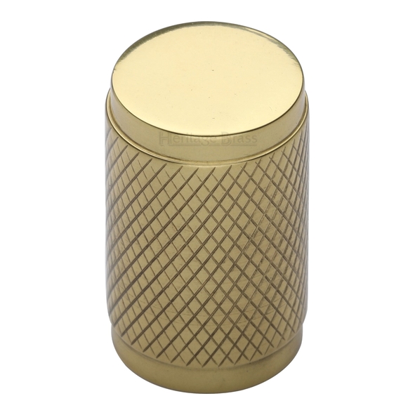 C3840-PB • 21 x 19 x 32mm • Polished Brass • Heritage Brass Knurled Cylinder Cabinet Knob