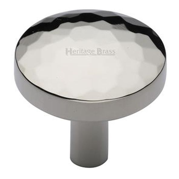 C3877 32-PNF • 32 x 8 x 32mm • Polished Nickel • Heritage Brass Hammered Disc Cabinet Knob