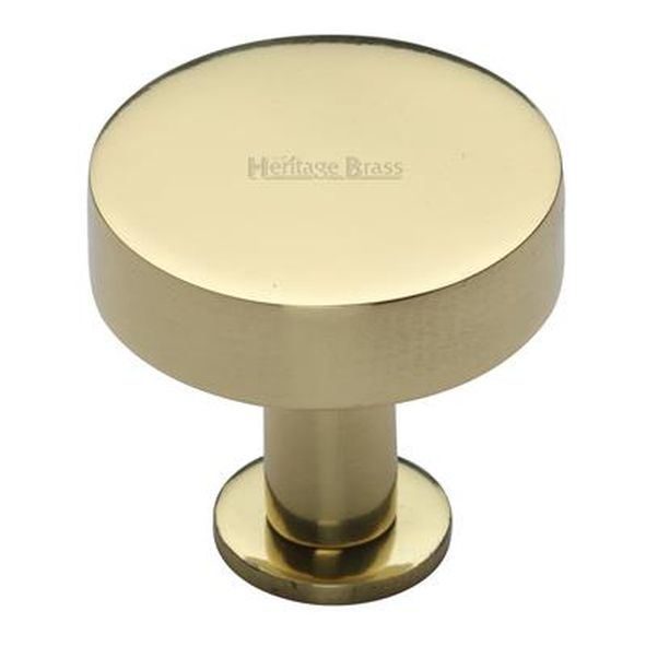 C3885 32-PB • 32 x 21 x 29mm • Polished Brass • Heritage Brass Plain Disc With Base Cabinet Knob