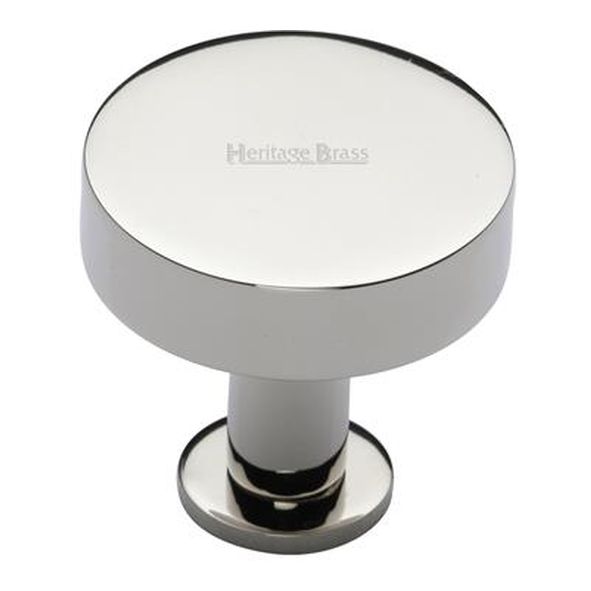 C3885 32-PNF • 32 x 21 x 29mm • Polished Nickel • Heritage Brass Plain Disc With Base Cabinet Knob