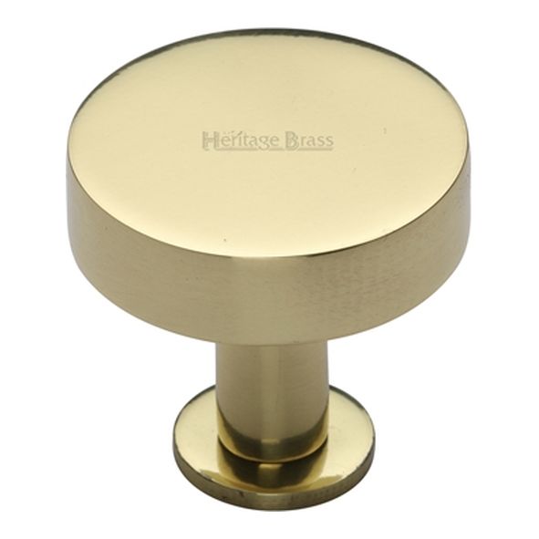 C3885 38-PB • 38 x 21 x 29mm • Polished Brass • Heritage Brass Plain Disc With Base Cabinet Knob