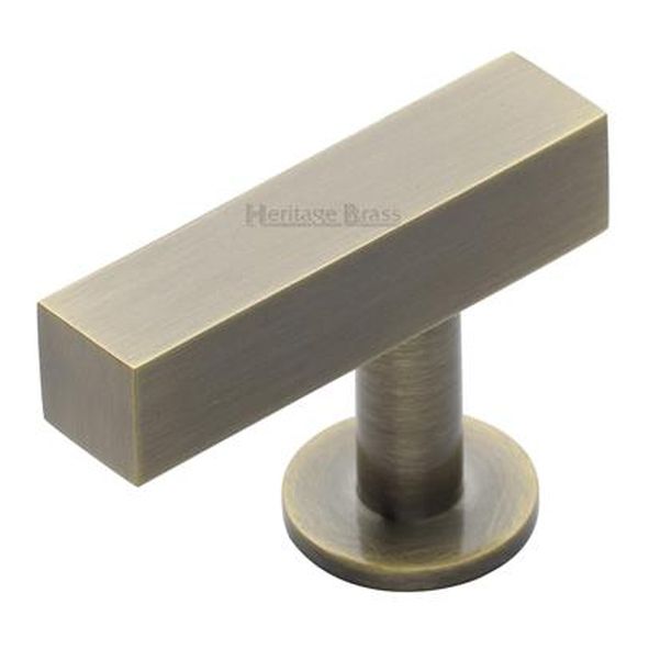 C4760 44-AT • 44 x 11 x 19 x 32mm • Antique Brass • Heritage Brass Offset Square T-Bar Cabinet Knob