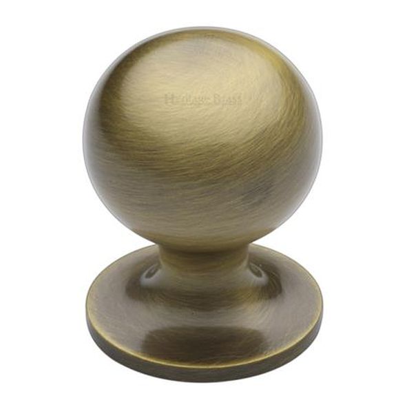 C8321 32-AT • 32 x 32 x 43mm • Antique Brass • Heritage Brass Sphere On Rose Cabinet Knob