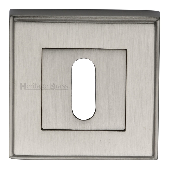 DEC7000-SN • Satin Nickel • Heritage Brass Art Deco Square Mortice Key Escutcheon