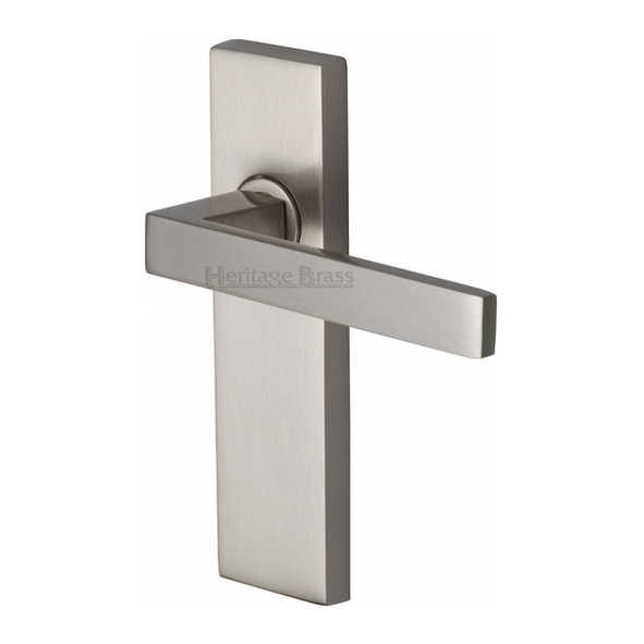 DEL6010-SN • Long Plate Latch • Satin Nickel • Heritage Brass Delta Levers On Backplates