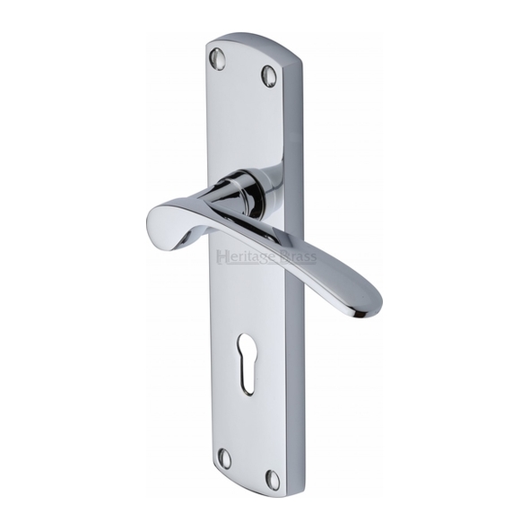 DIP7800-PC • Standard Lock [57mm] • Polished Chrome • Heritage Brass Diplomat Levers On Backplates