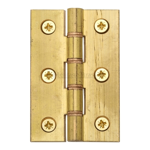 HG99-345-NB • 075 x 050 x 3.2mm • Plain Brass [30kg] • Phospher Bronze Washered Square Corner Brass Butt Hinges