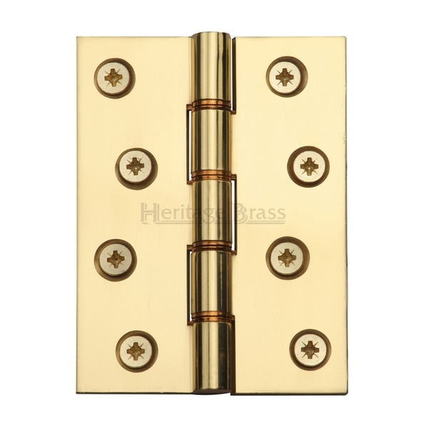 HG99-355-PB • 100 x 075 x 4.2mm • Polished Brass [80kg] • Phospher Bronze Washered Square Corner Brass Butt Hinges