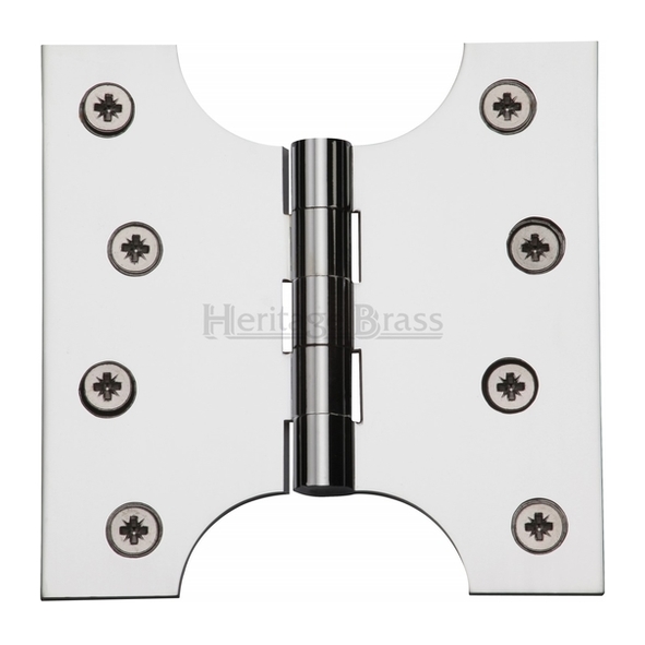 HG99-385-PC • 100 x 100 x 051mm • Polished Chrome [50kg] • Unwashered Brass Parliament Hinges