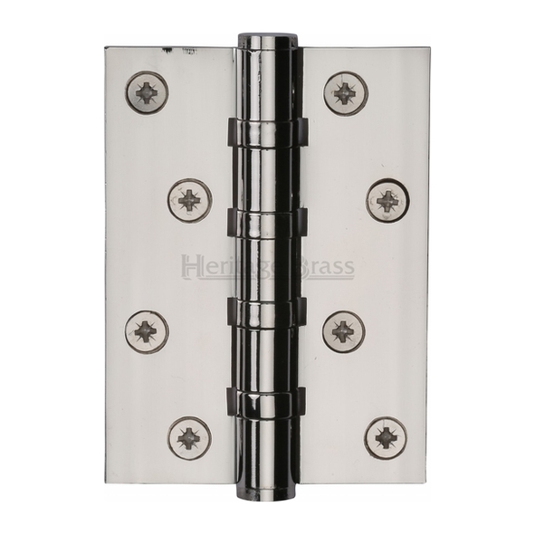 HG99-400-PNF • 100 x 075 x 3.0mm • Polished Nickel [60kg] • 4 Ball Bearing Square Corner Brass Butt Hinges