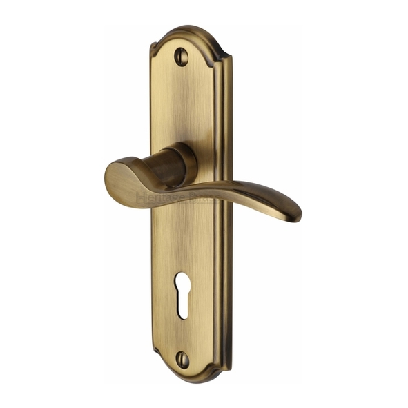 HOW1300-AT • Standard Lock [57mm] • Antique Brass • Heritage Brass Howard Levers On Backplates