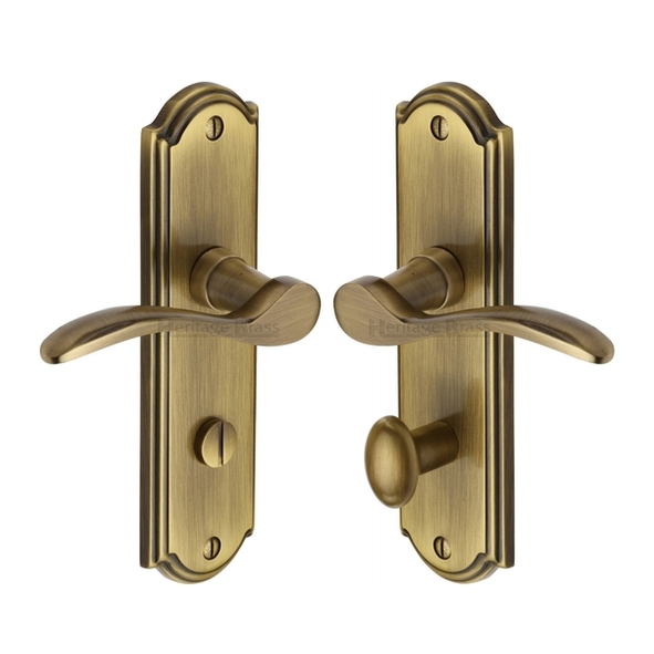 HOW1330-AT • Bathroom [57mm] • Antique Brass • Heritage Brass Howard Levers On Backplates