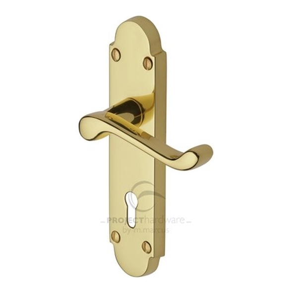 PR500-PB • Standard Lock [57mm] • Polished Brass • Heritage Brass Milton Economy Levers On Backplates