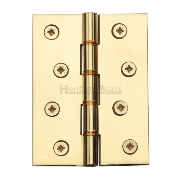 PR88-410-PB • 100 x 075 x 3.5mm • Polished Brass [70kg] • Phospher Bronze Washered Square Corner Brass Butt Hinges