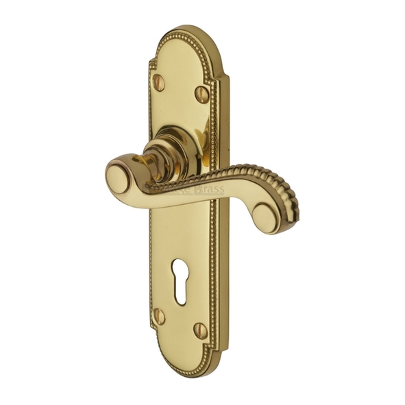 R750-PB • Standard Lock [57mm] • Polished Brass • Heritage Brass Adam Levers On Backplates