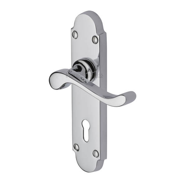 S600-PC • Standard Lock [57mm] • Polished Chrome • Heritage Brass Savoy Levers On Backplates
